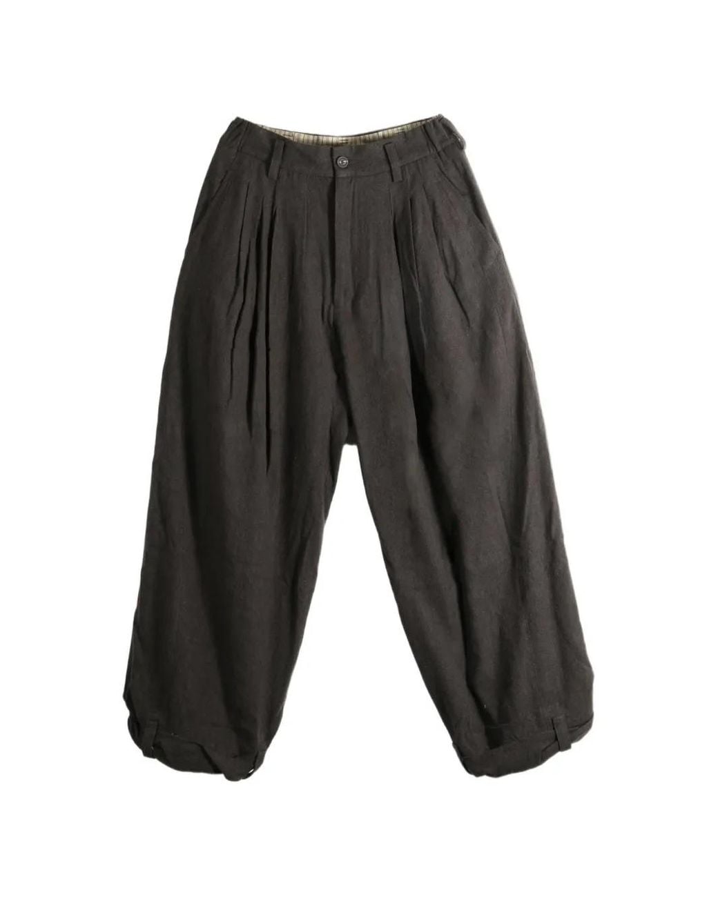 Ziggy Chen Gray Pleated Wide-Leg Trousers for men