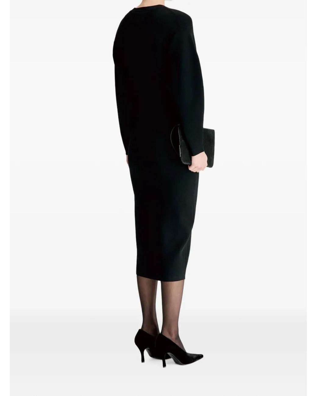 Loulou de Saison Black Elena Knitted Long-Sleeve Dress