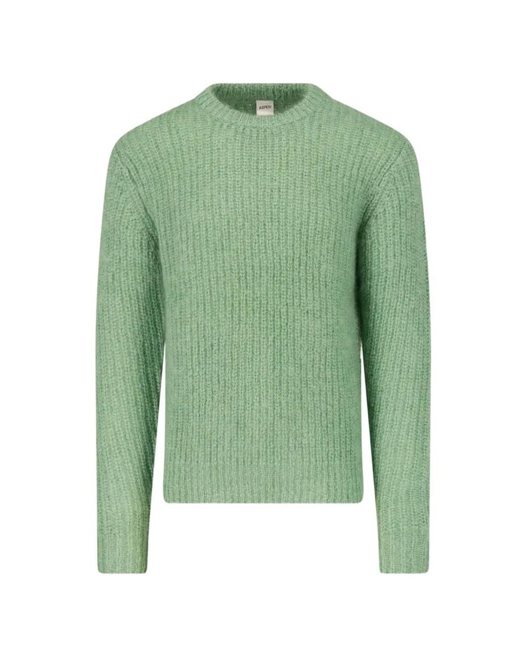Aspesi Green I Waited Ribbed-Knit Sweater for men