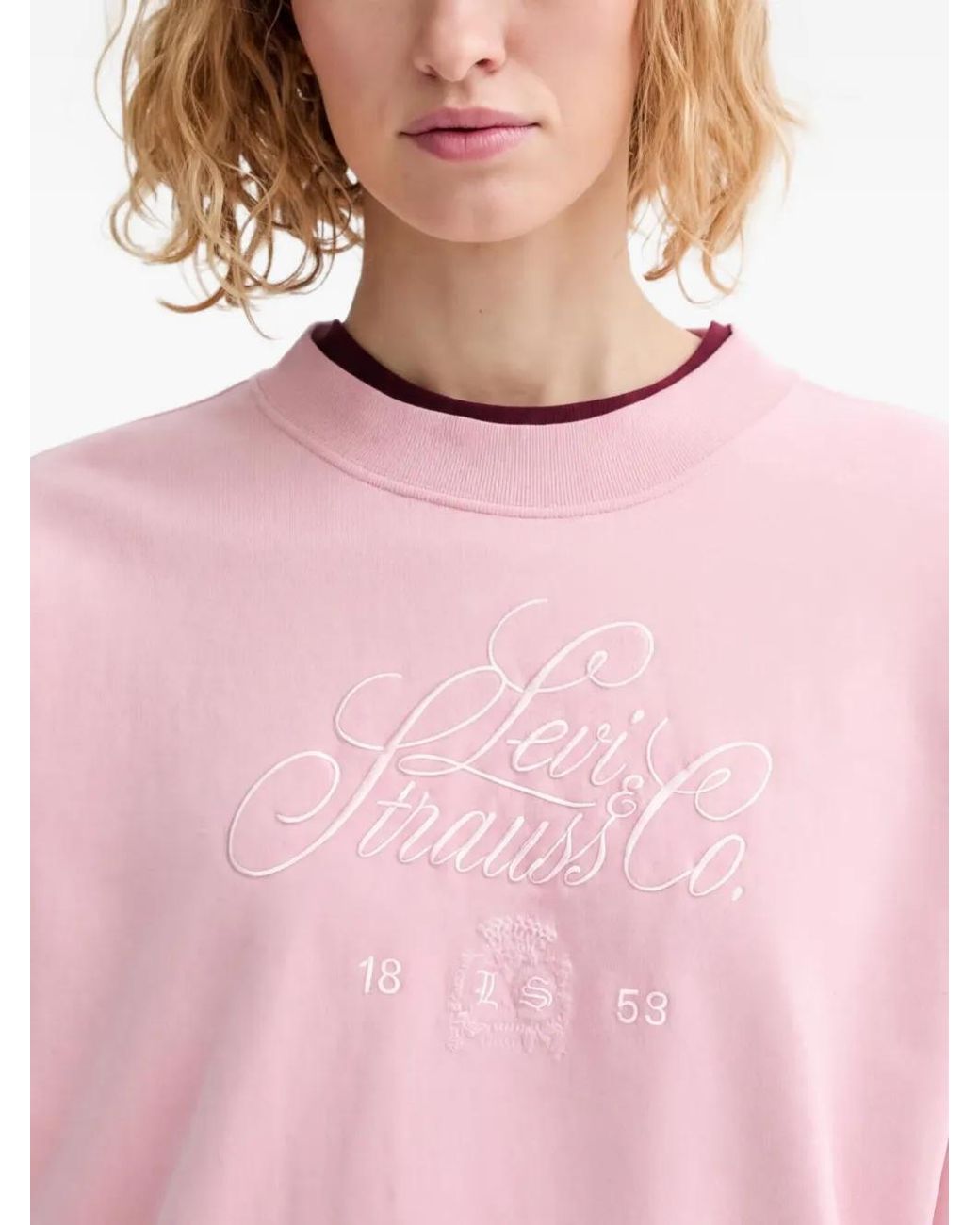 Levi's Pink Logo-Embroidery Sweatshirt
