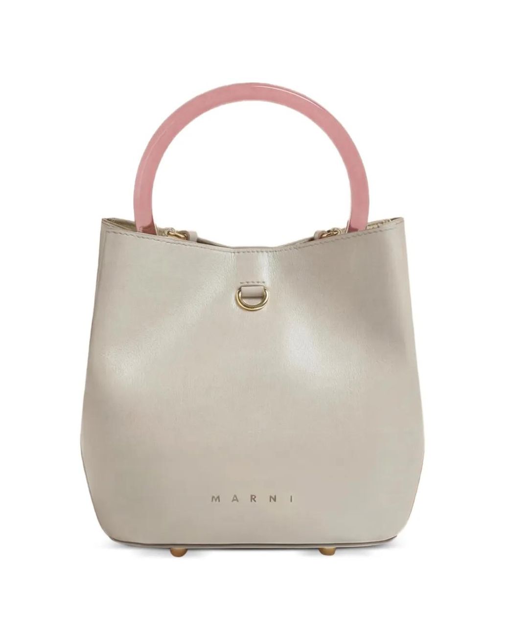 Marni White Leather Pannier Bucket Bag