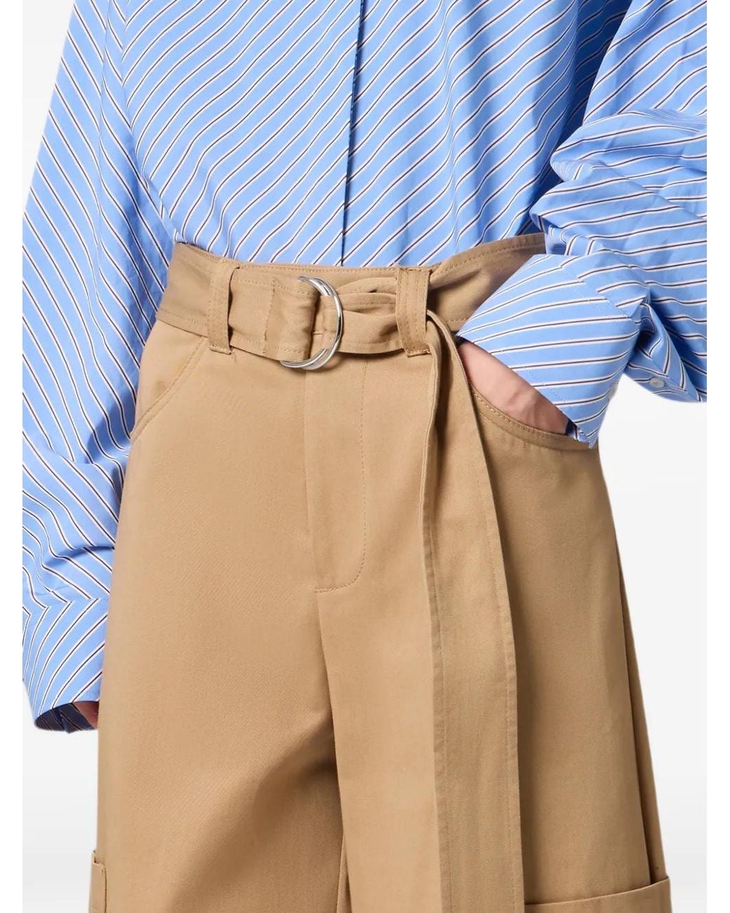 MSGM White Belted Cropped Trousers