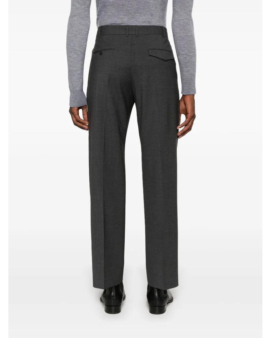 PT Torino Gray Michael Mid-Rise Tailored Trousers for men
