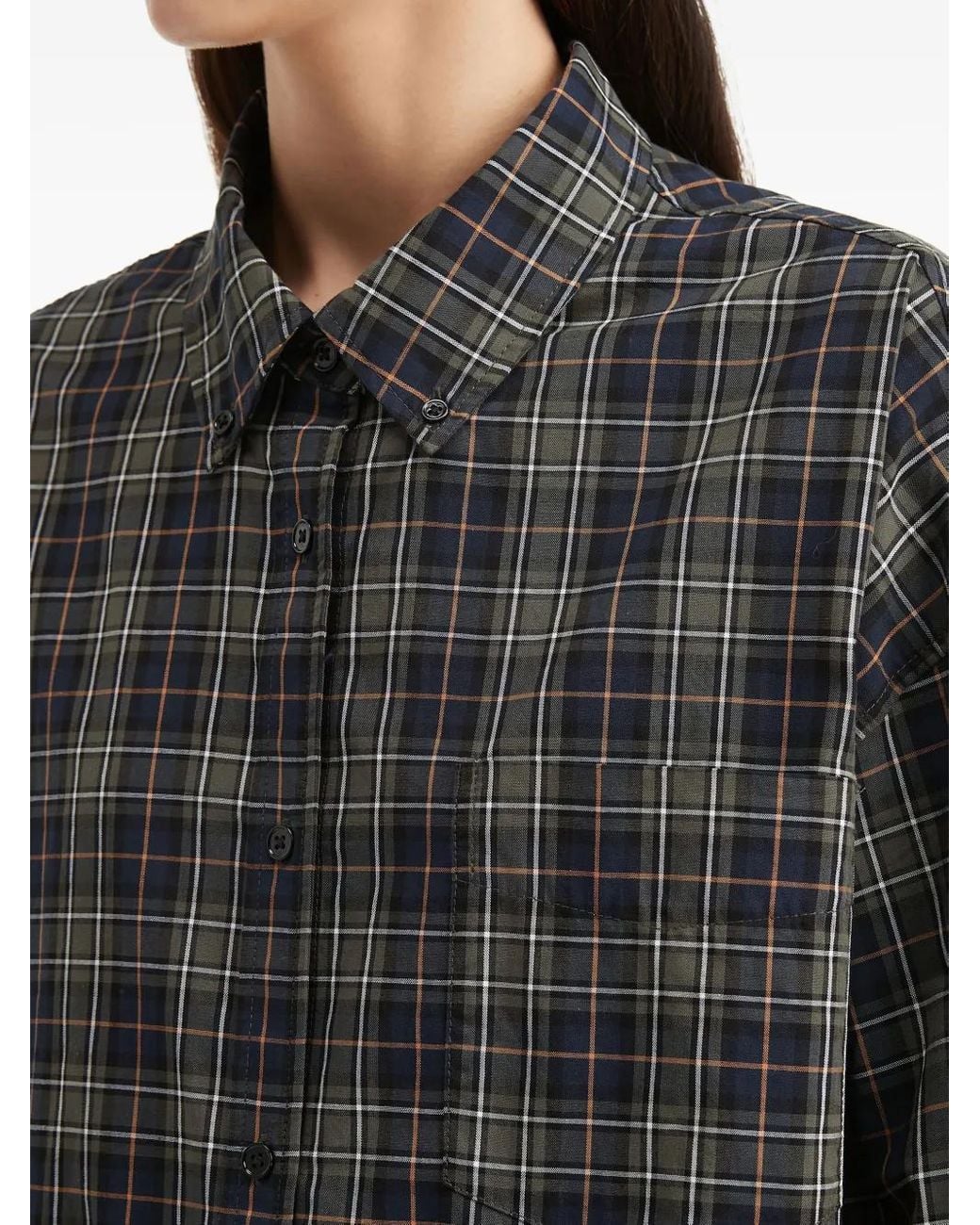 B+ AB Gray Checked-Pattern Cotton Shirt