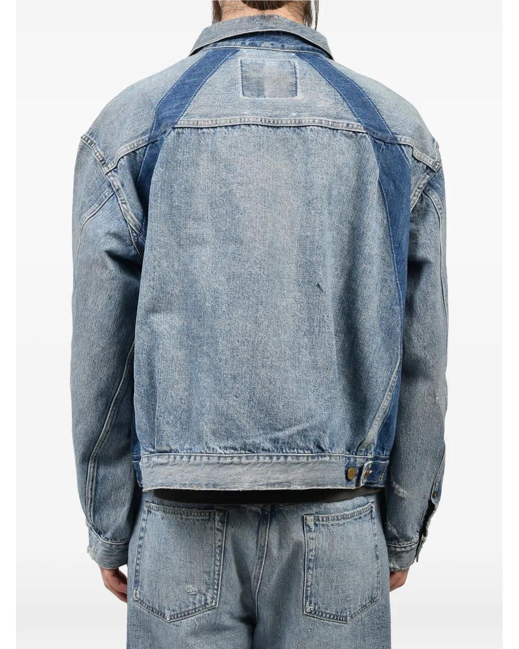 Dear BORO Blue 1985 Faded-Effect Paneled Denim Jacket for men