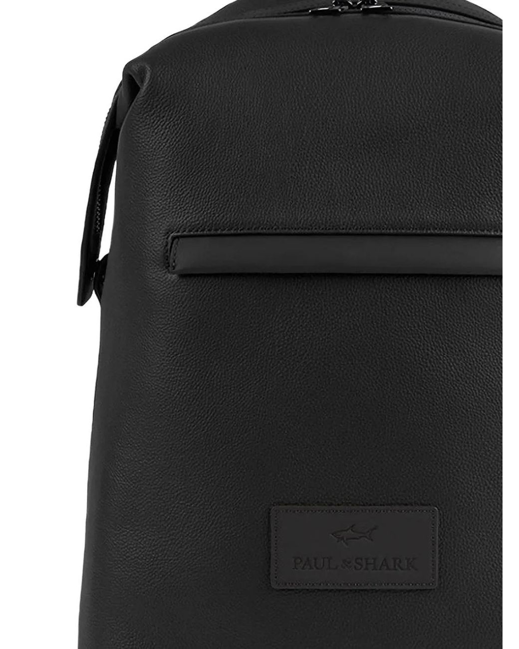 Paul & Shark Black Leather Backpack for men