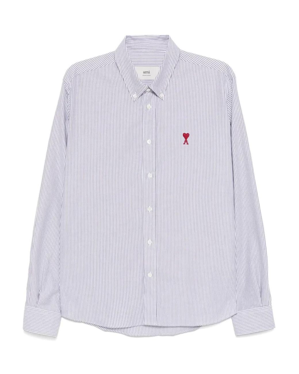 AMI White Chemise Ami De Coeur Rayée