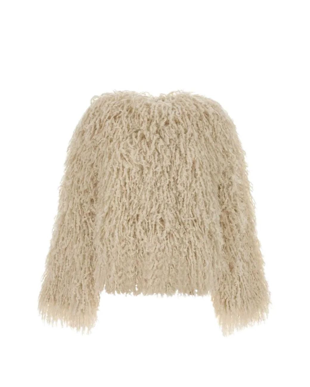 Fendi Natural Ivory Long-Pile Knitted Jacket