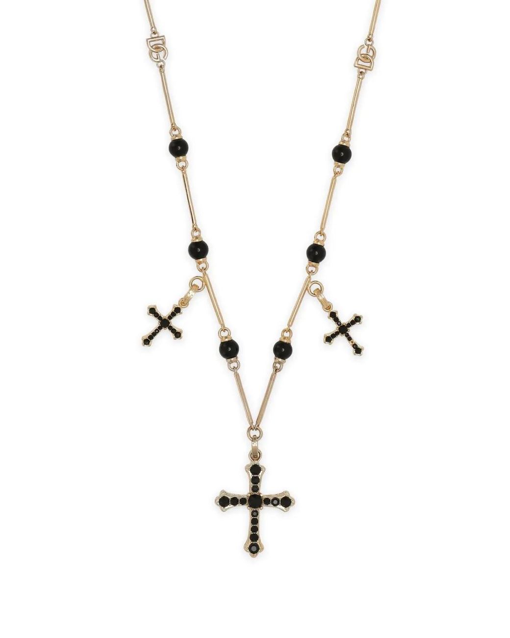 Dolce & Gabbana White Cross-Charm Rosary Necklace