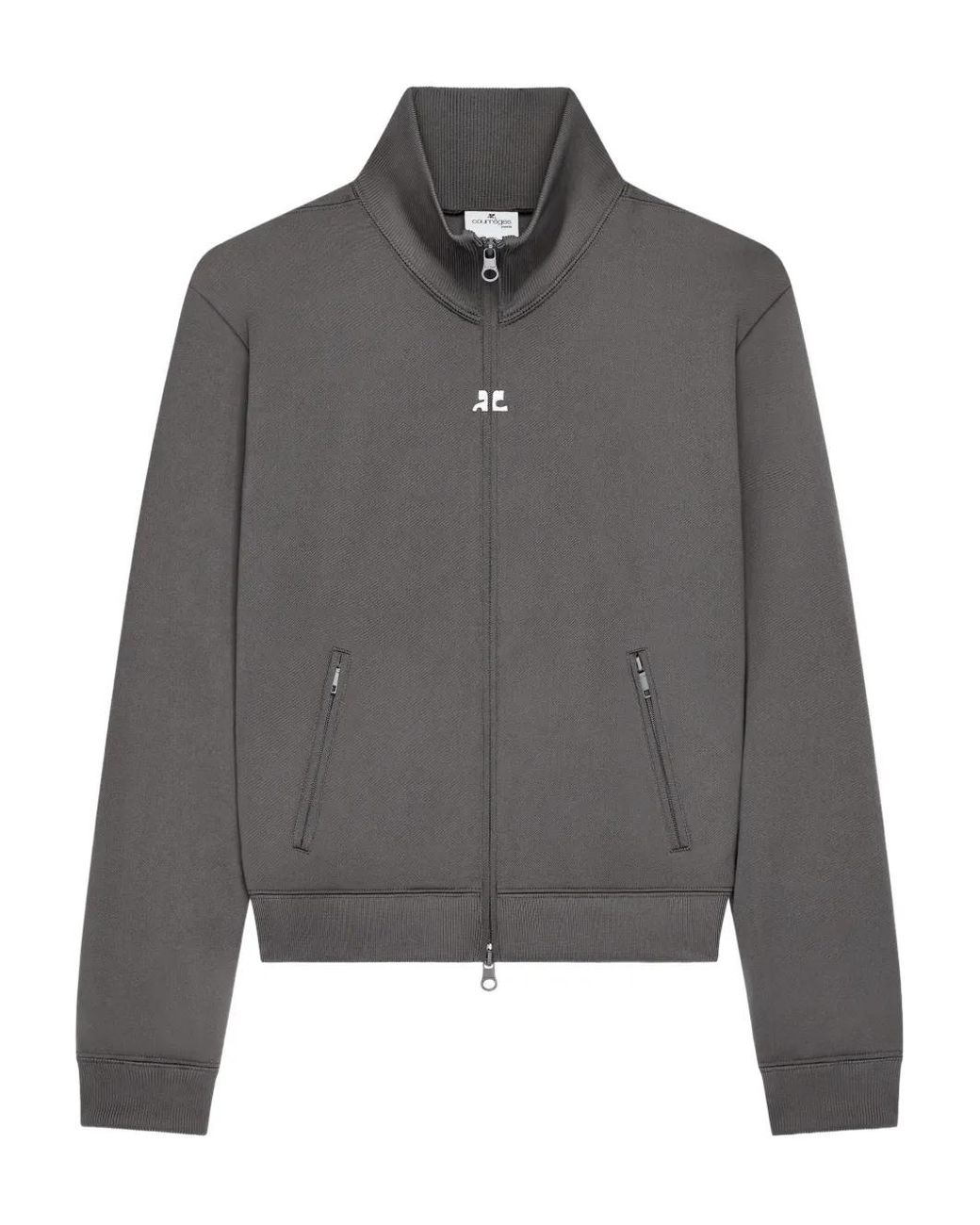 Courreges Gray Zip-Up Logo Jacket for men