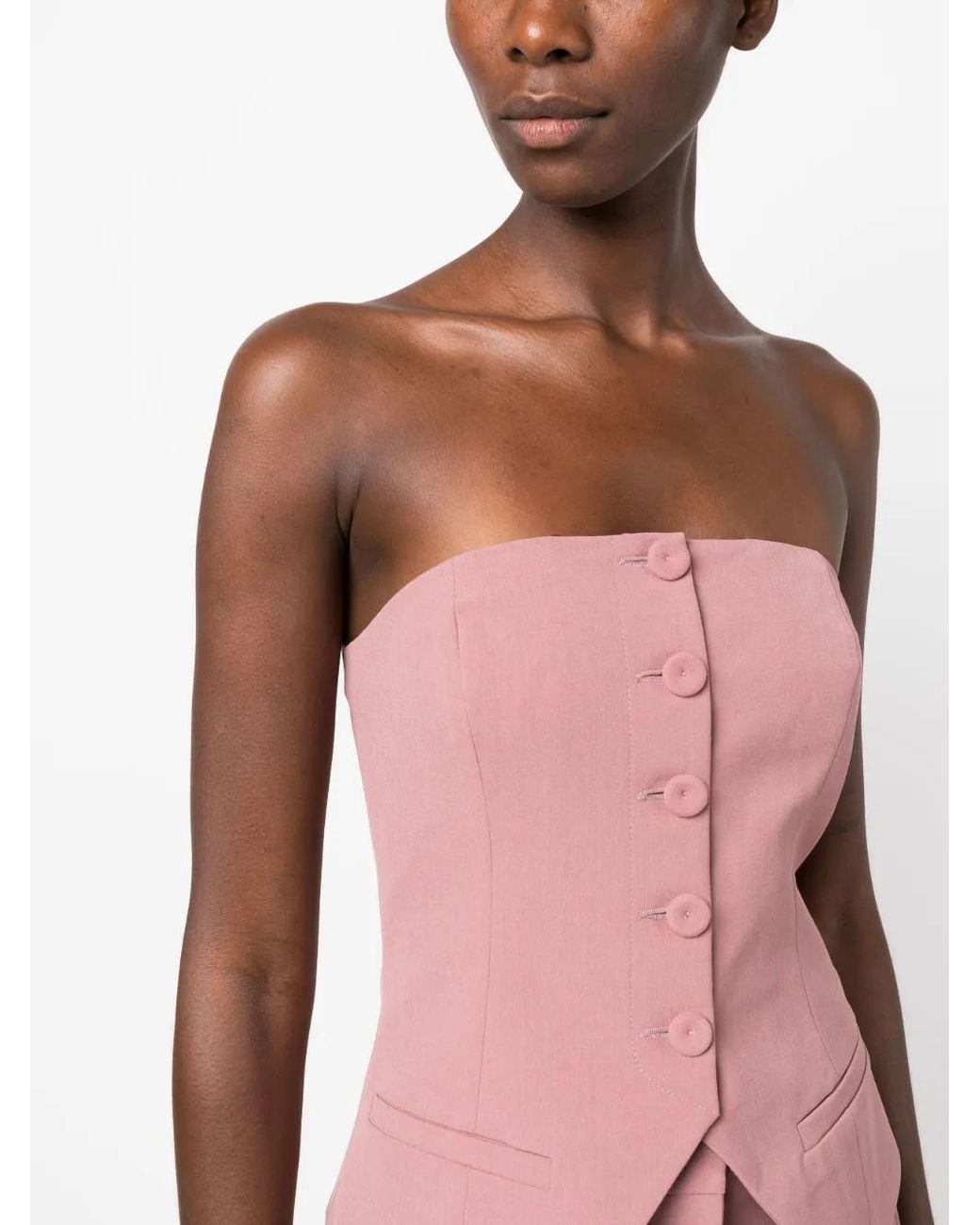 Erika Cavallini Semi Couture Pink Slim-Cut Bandeau-Style Waistcoat