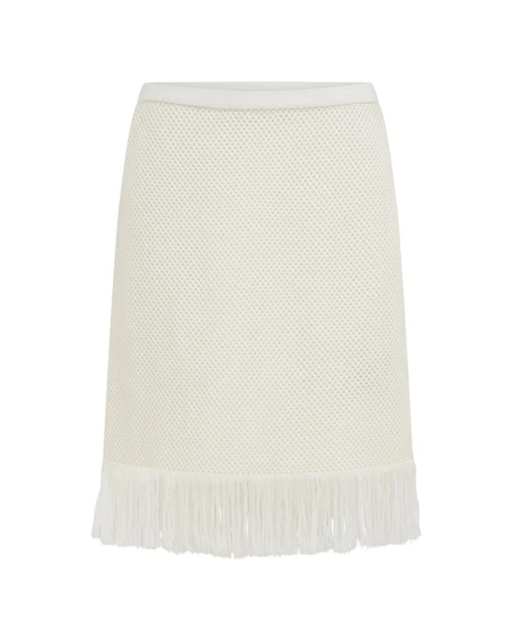 Ferragamo White Fringed-Trim Mini Skirt