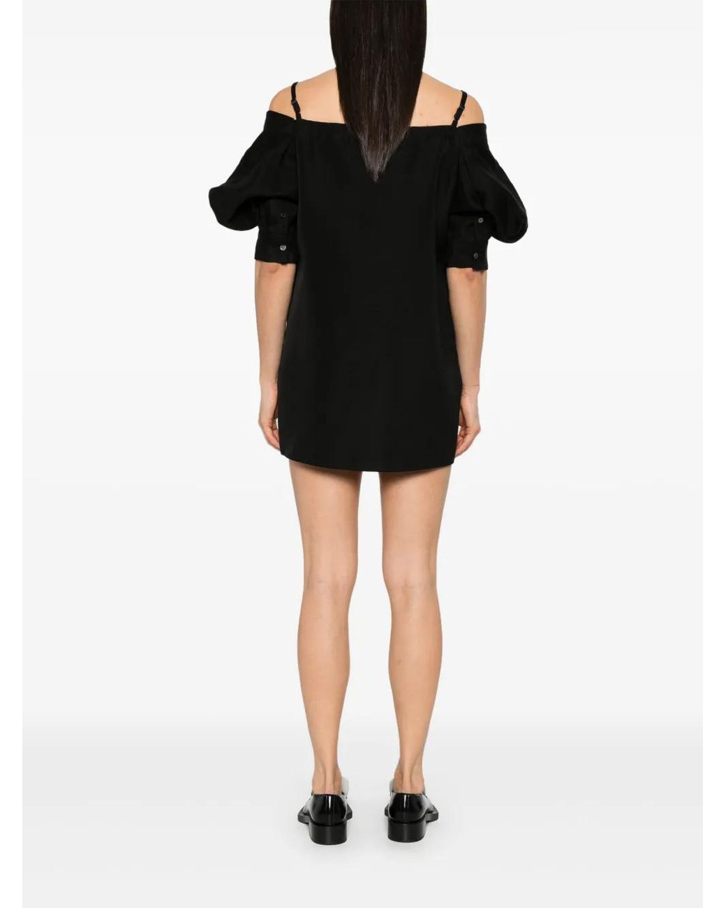 Sacai Black Cold-Shoulder Mini Dress