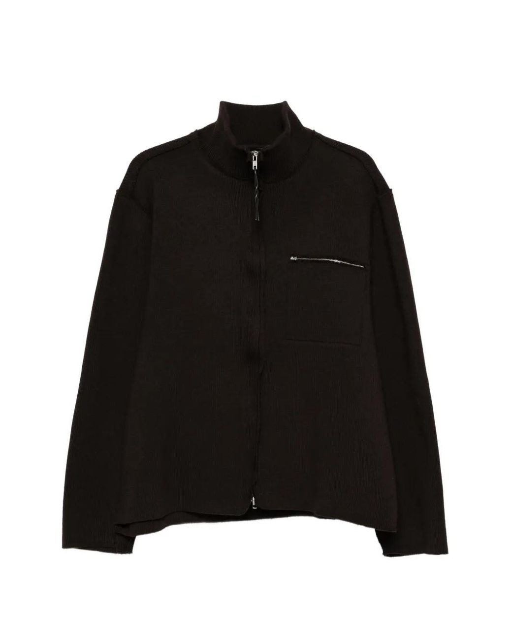 Camiel Fortgens Black Zip-Up Chest-Pocket Cardigan for men