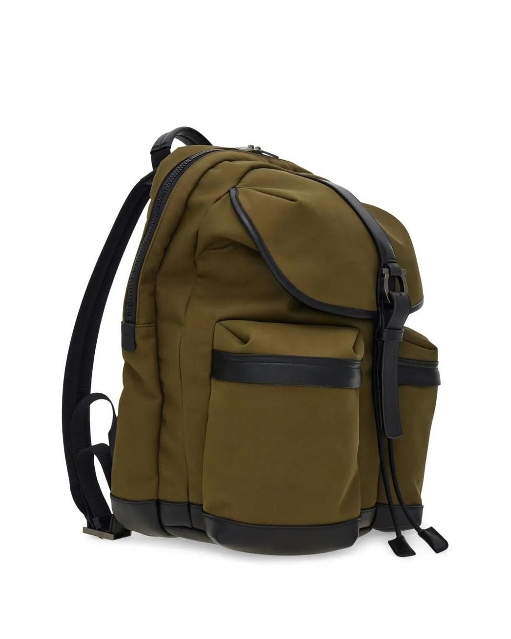 Ferragamo Green Canvas Backpack for men
