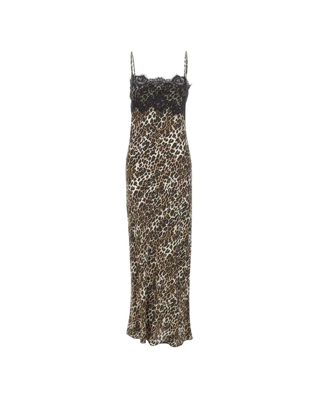 Herskind White Asla Lace-Trimmed Leopard-Print Maxi Dress