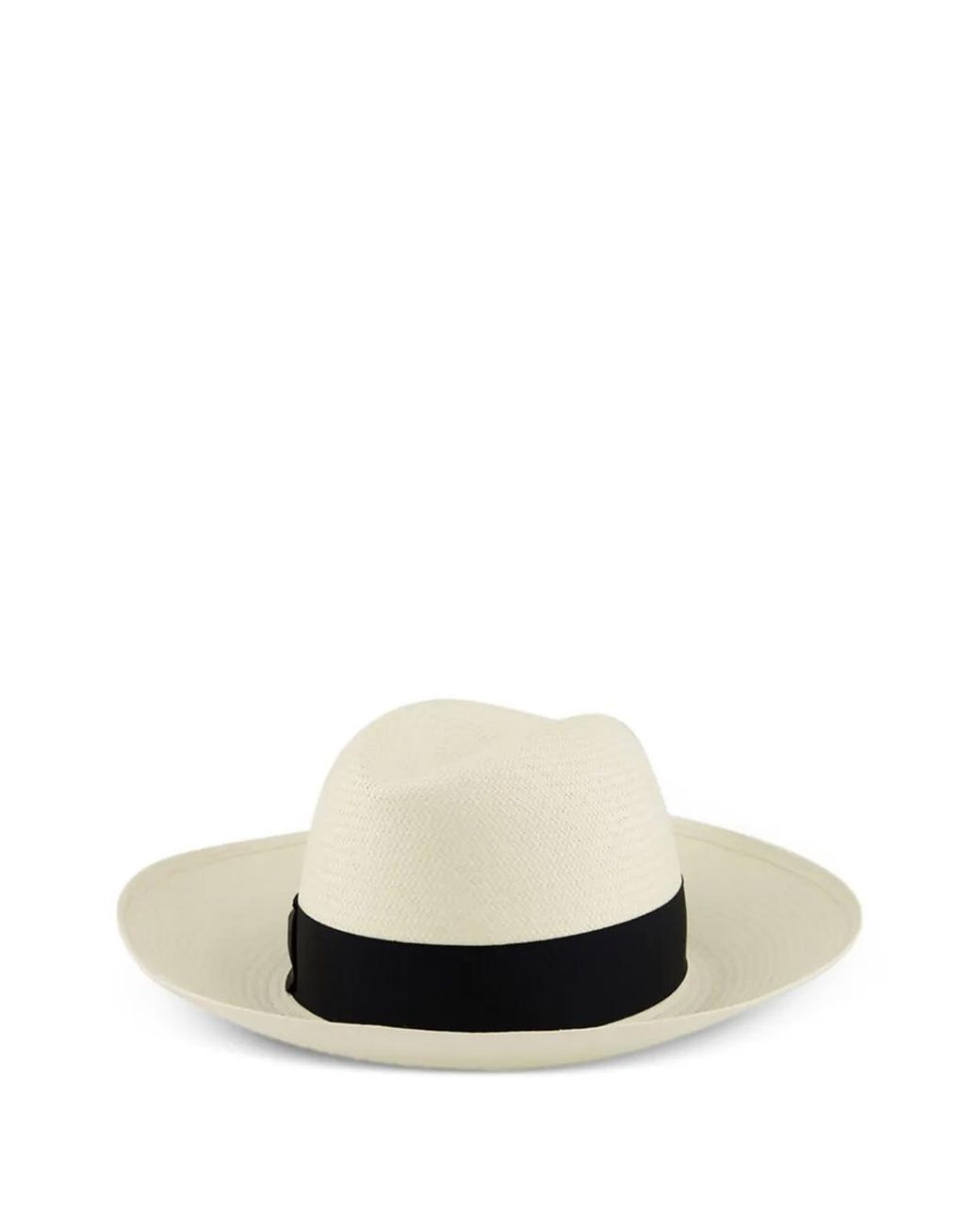 Borsalino White Claudette Grosgrain-Ribbon-Detail Hat