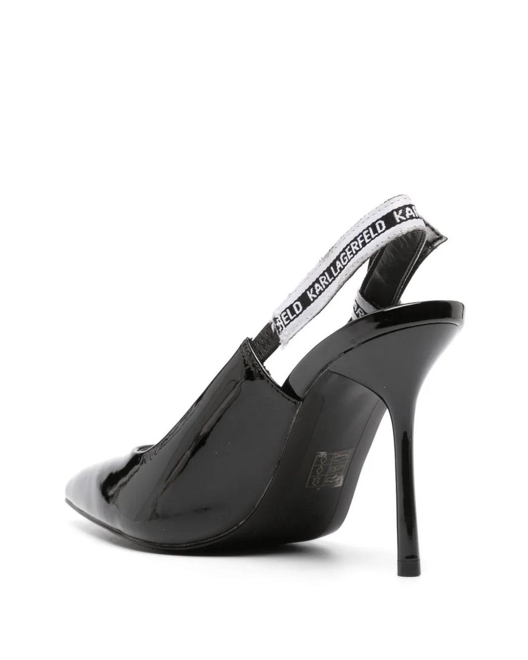 Karl Lagerfeld Black 100Mm Slingback Leather Pumps