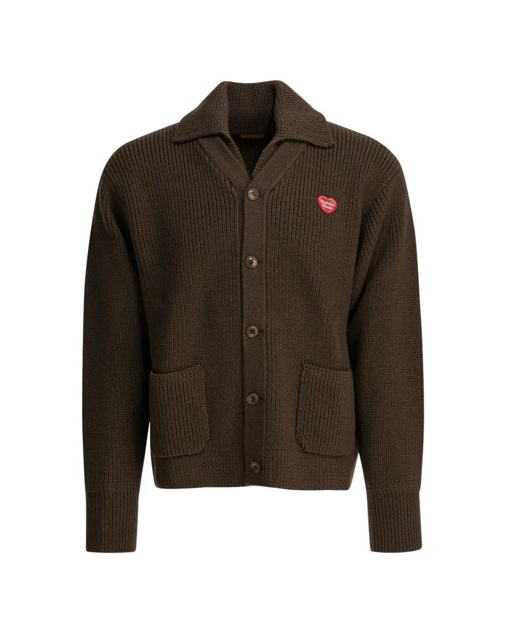 Human Made Brown Spread-Collar Button-Up Cardigan for men