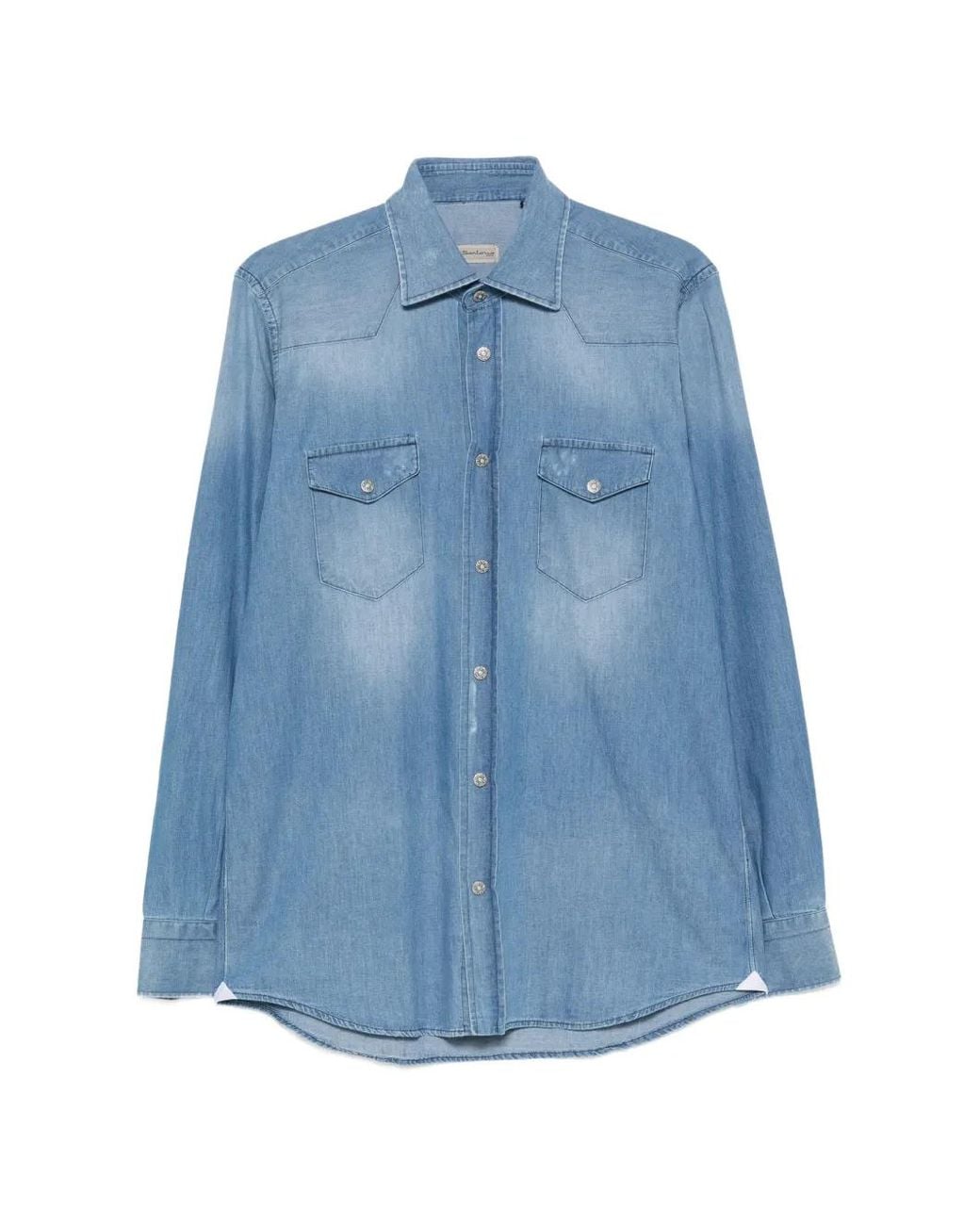 Sartorio Napoli Blue Western-Style Denim Shirt for men