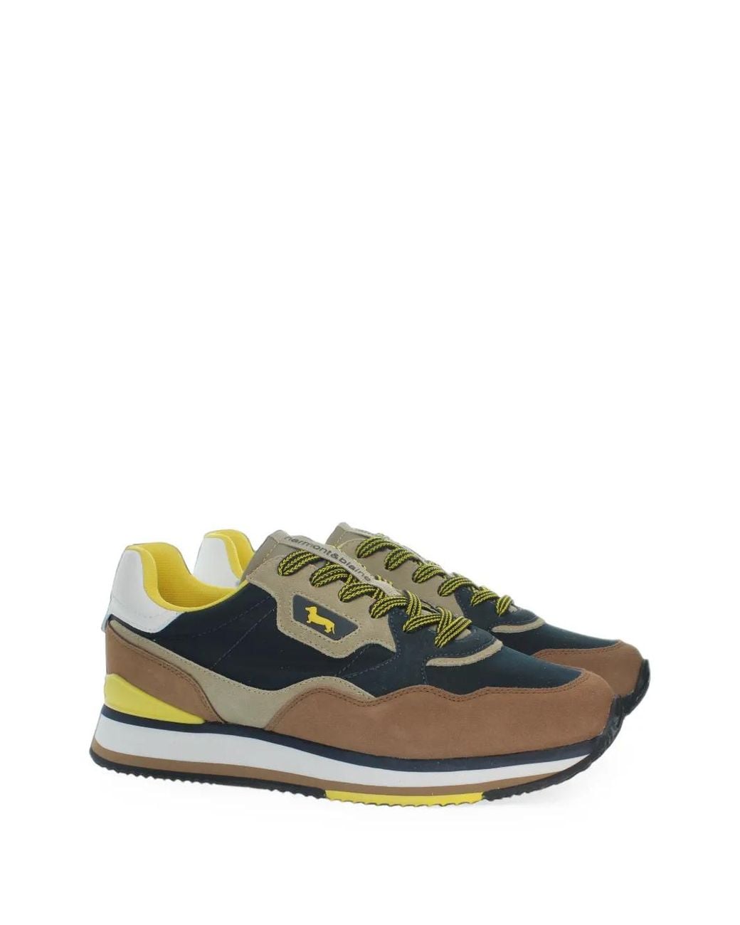 Harmont & Blaine Green Logo-Patch Panelled Sneakers for men