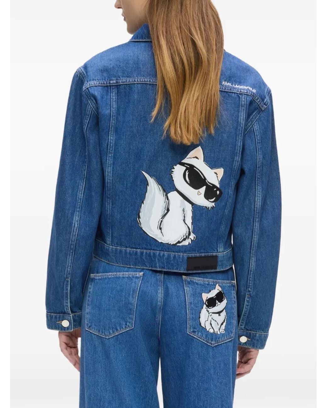 Karl Lagerfeld Blue Ikon Choupette Denim Jacket