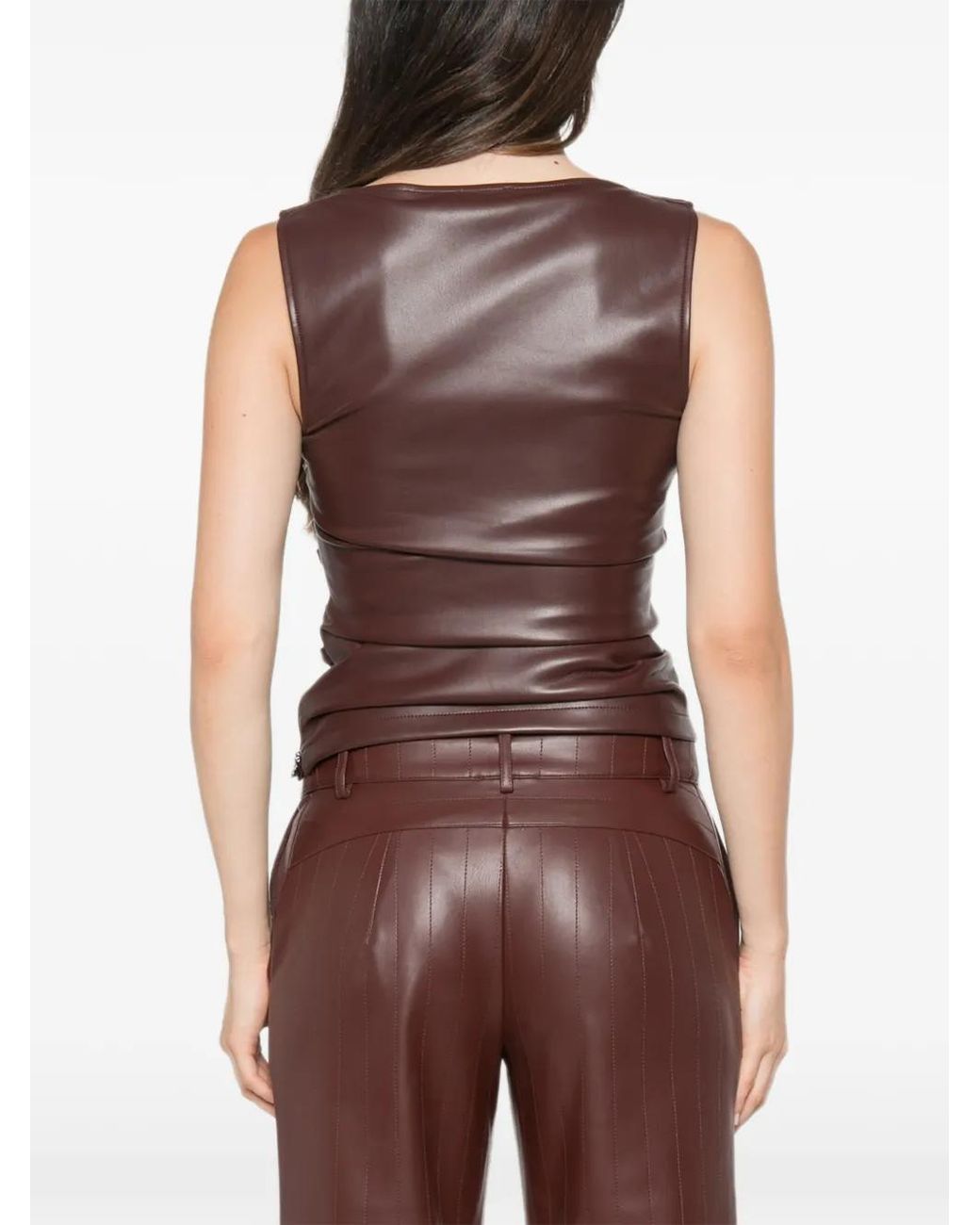 Patrizia Pepe Brown Draped Coated Top
