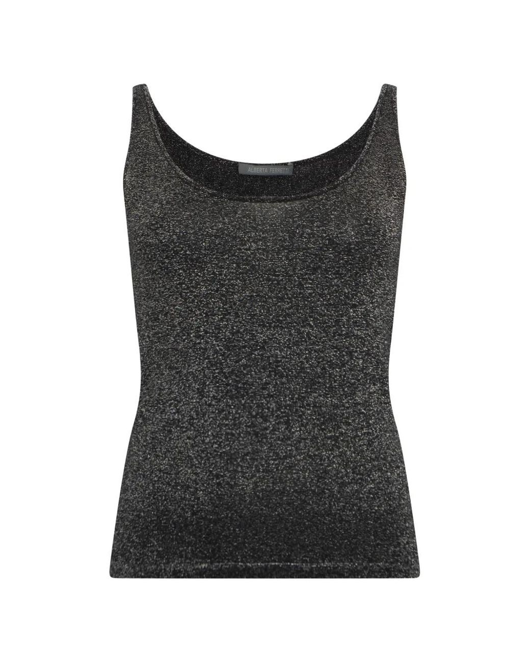 Alberta Ferretti Black Metallic-Effect Sleeveless Top