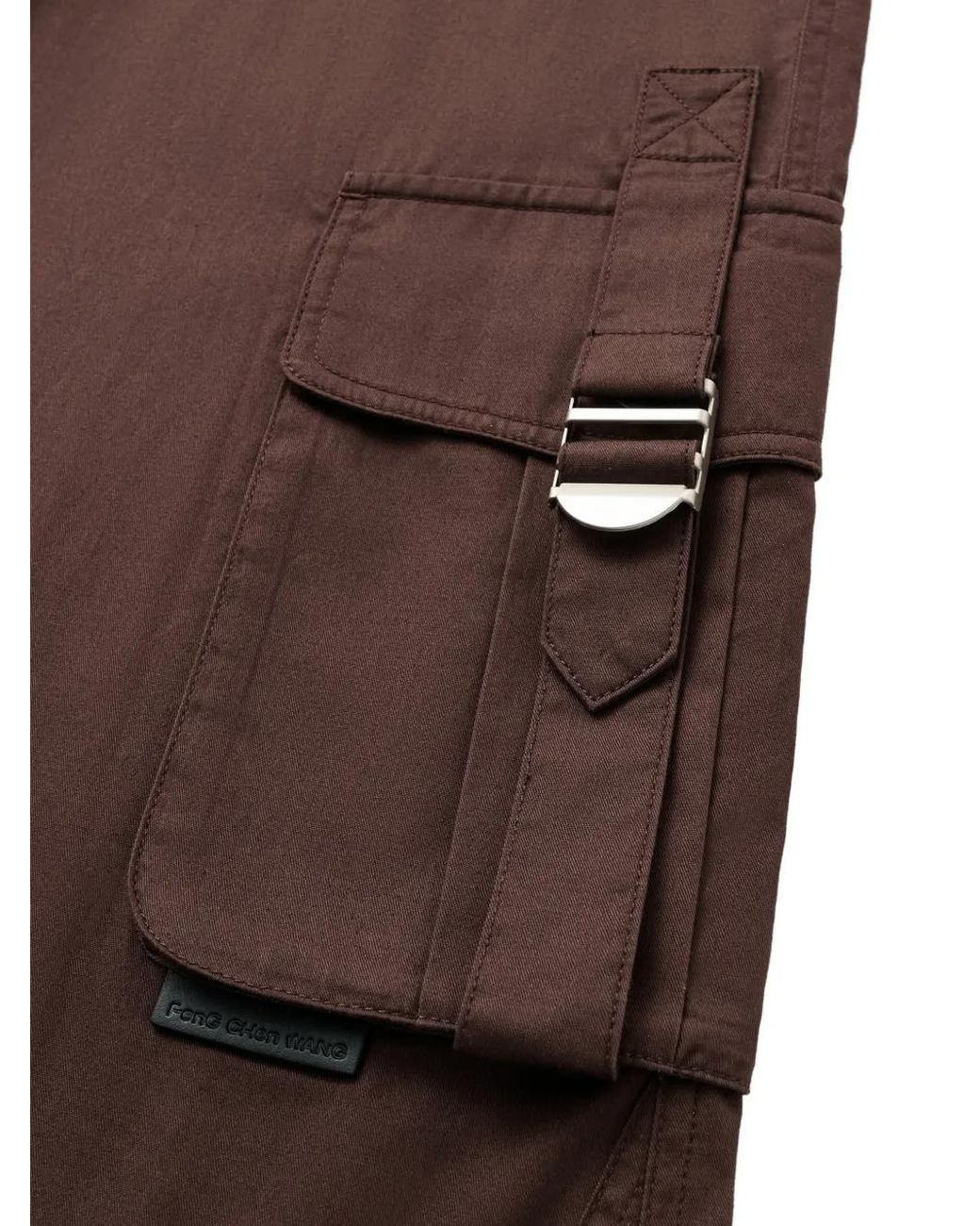 Feng Chen Wang Brown Buckled Cargo Pants for men
