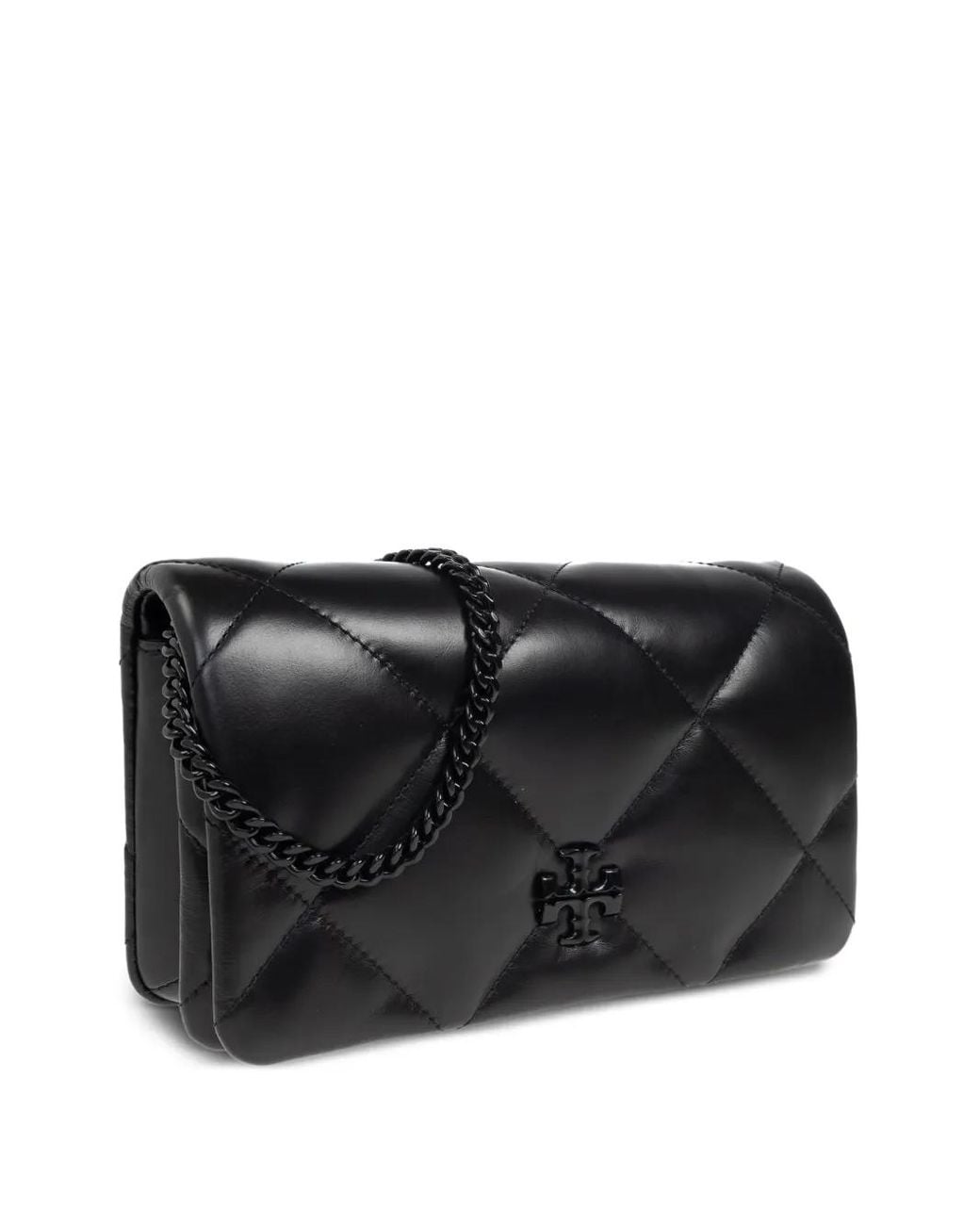 Tory Burch Black 'Kira Diamond Quilt' Wallet On Chain