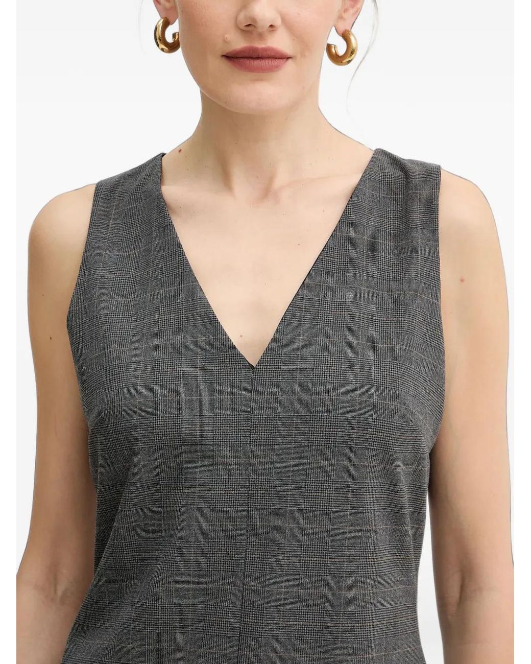 Morgan Black Check-Pattern Pleated Mini Dress