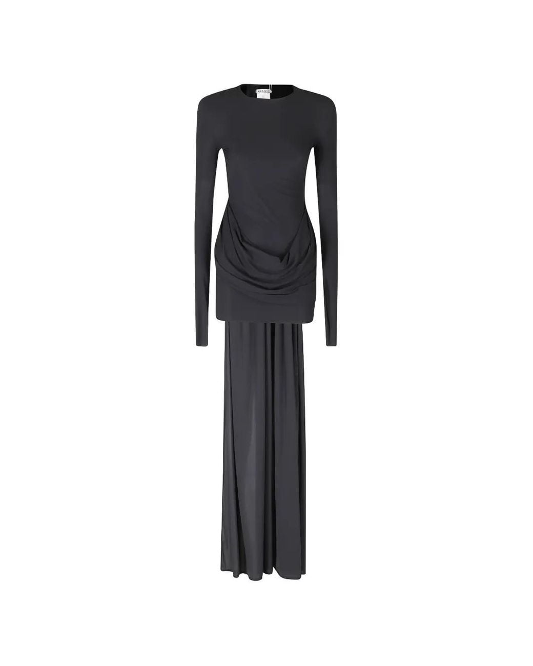 Amazuìn Black Nicola Draped Floor-Length Maxi Dress