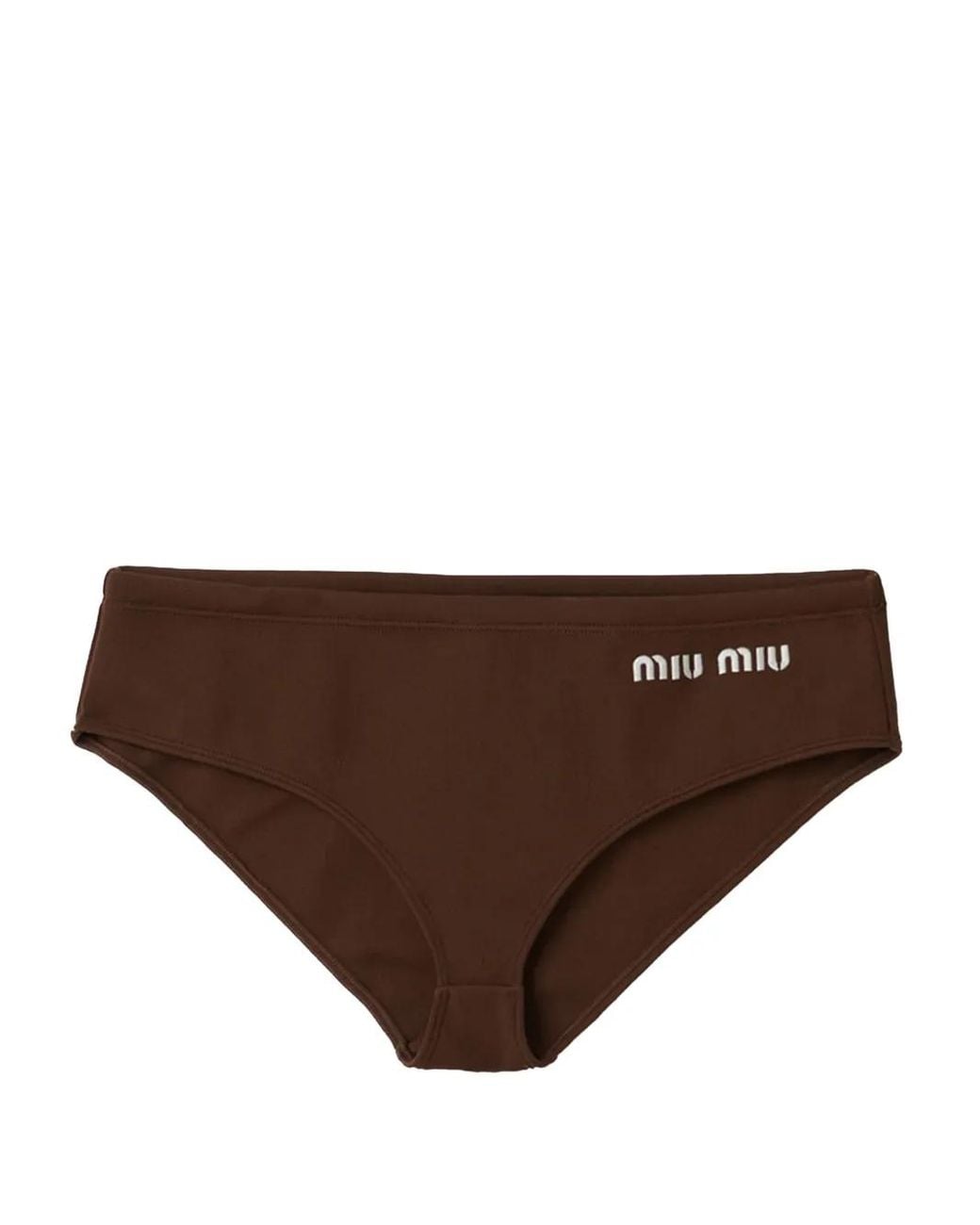 Miu Miu Brown Logo-print Bikini Bottoms
