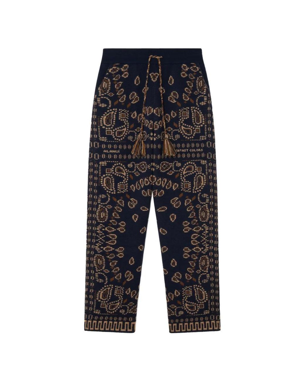 Alanui Gray Bandana-Jacquard Wool Trousers for men