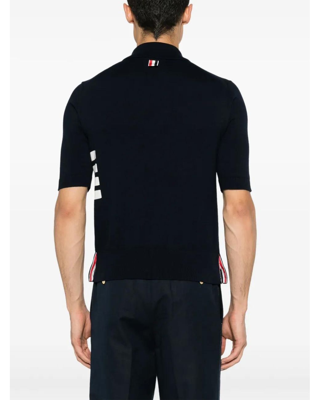 Thom Browne Black Cotton 4-Bar Relaxed Fit Polo for men