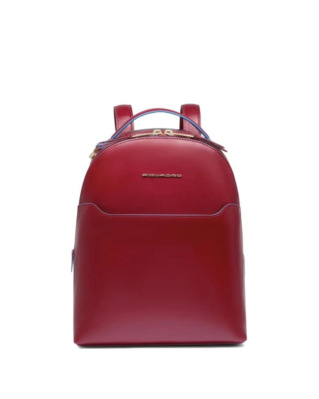 Piquadro Red Sac À Dos En Cuir À Plaque Logo