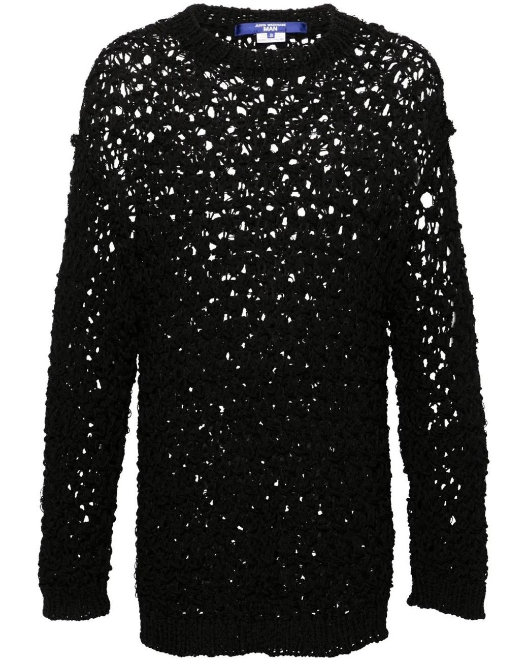 Junya Watanabe Black Open-Knit Linen-Blend Jumper for men