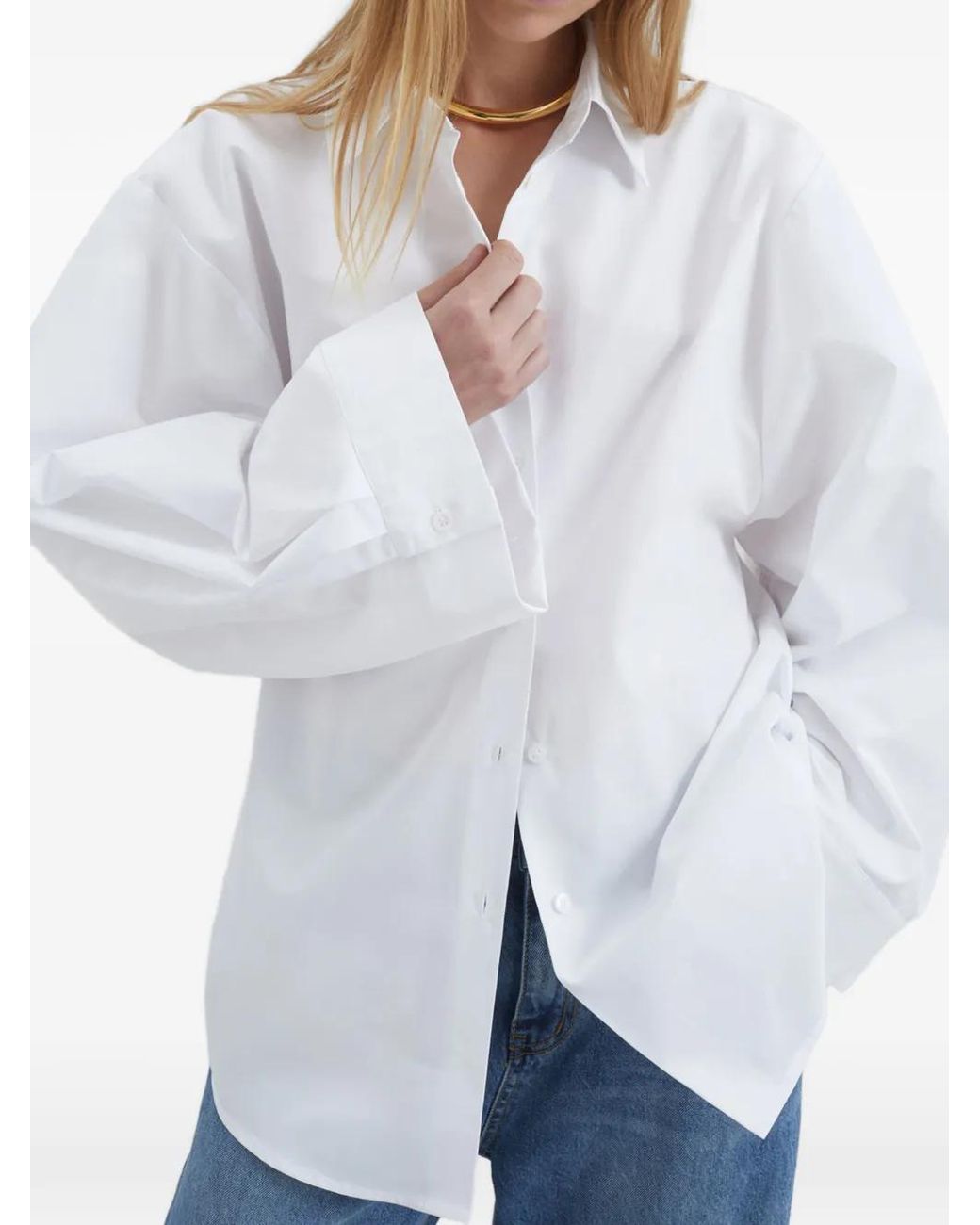Frankie Shop White "Tila" Wide Sleeve Shirt