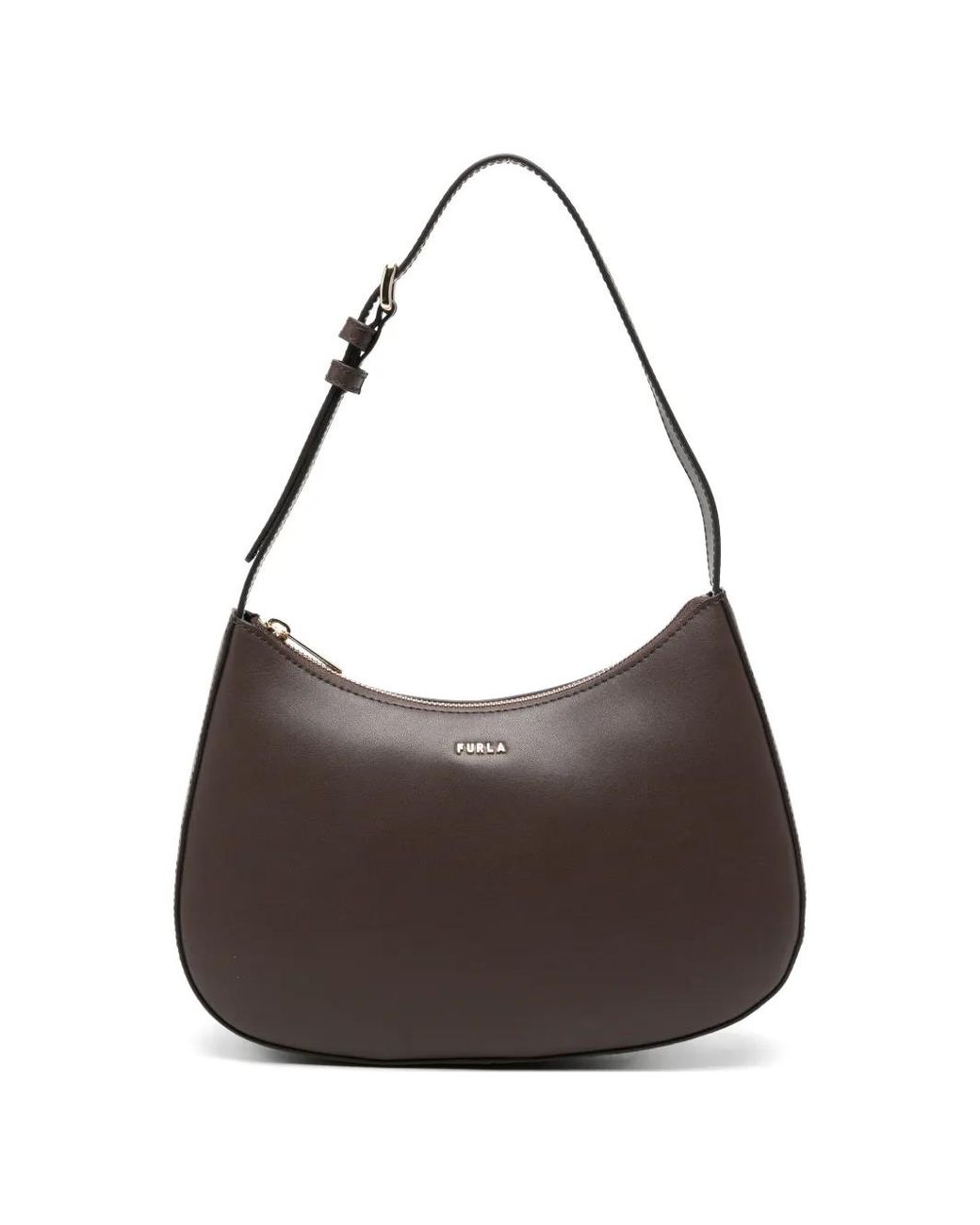 Furla Brown Logo-Lettering Leather Shoulder Bag