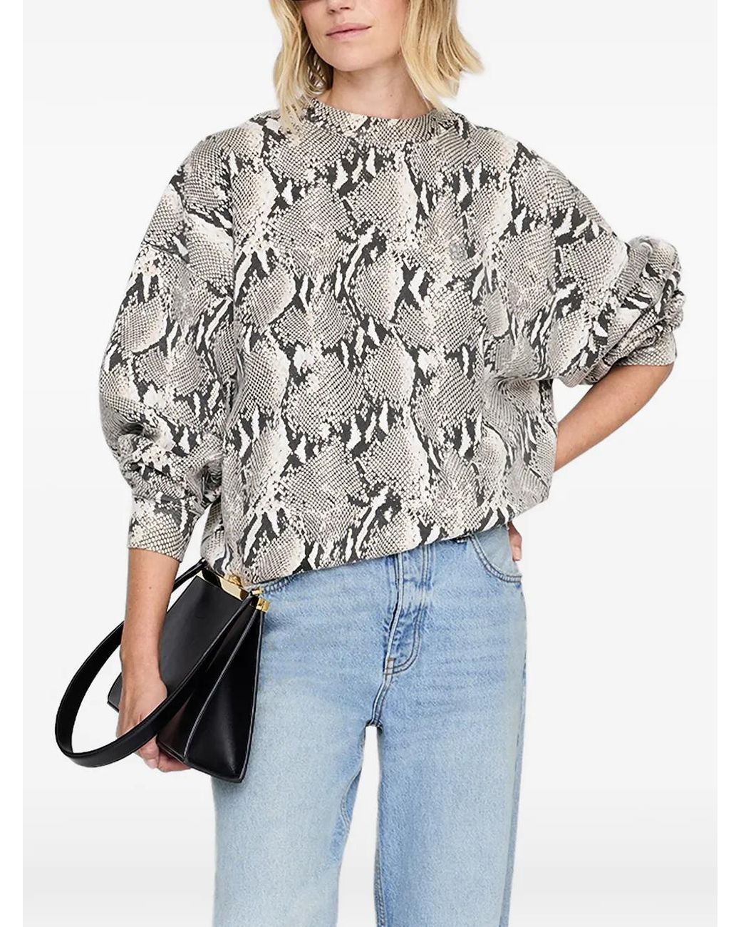 Anine Bing White Python Sweatshirt
