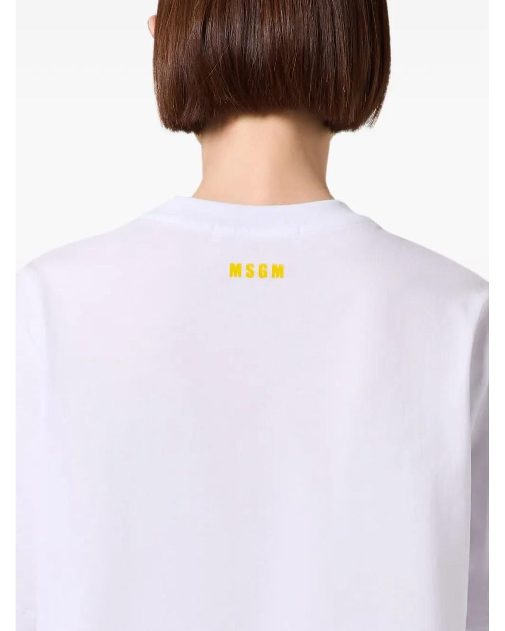 Camiseta Con Eslogan Estampado MSGM de color White
