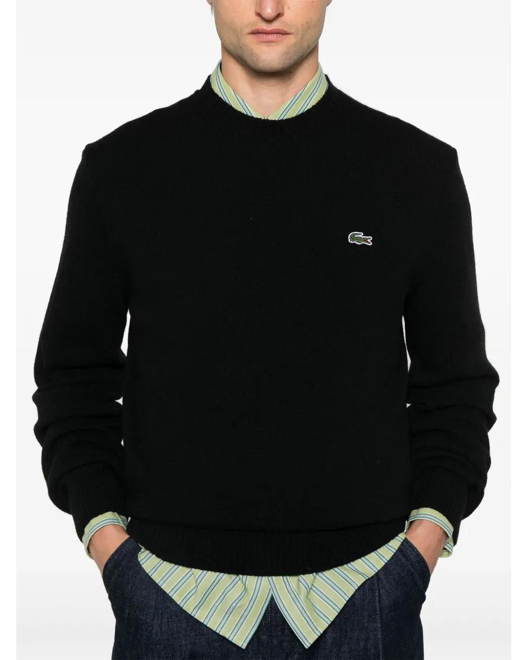 Pull À Col Rond Lacoste pour homme en coloris Black