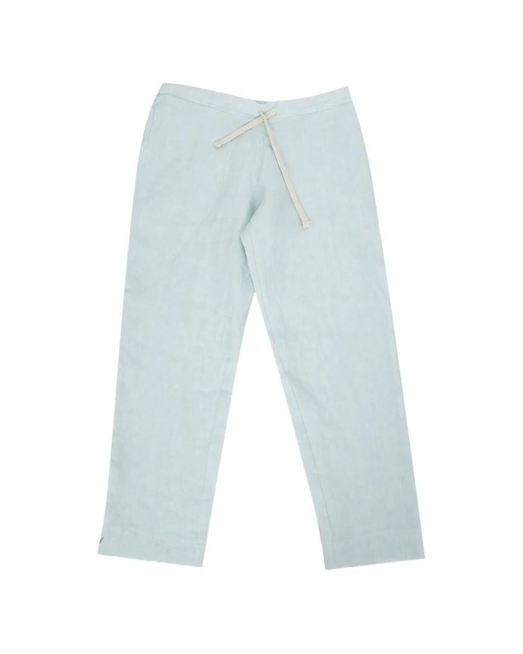 Marane Blue Drawstring-Fastening Linen Trousers for men