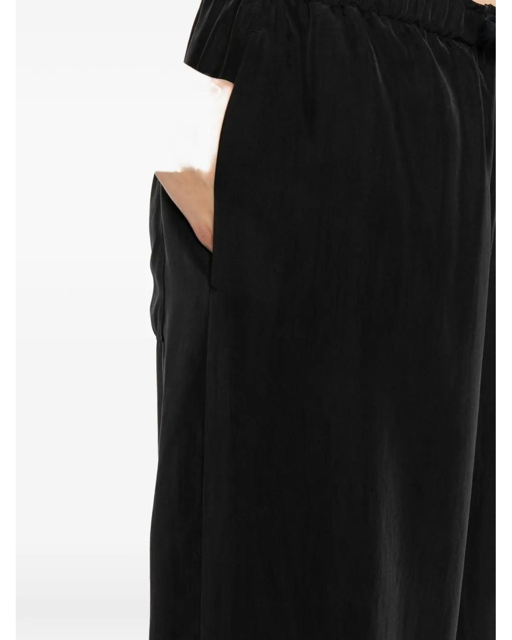 James Perse Black Washed Wide-Cuff Trousers