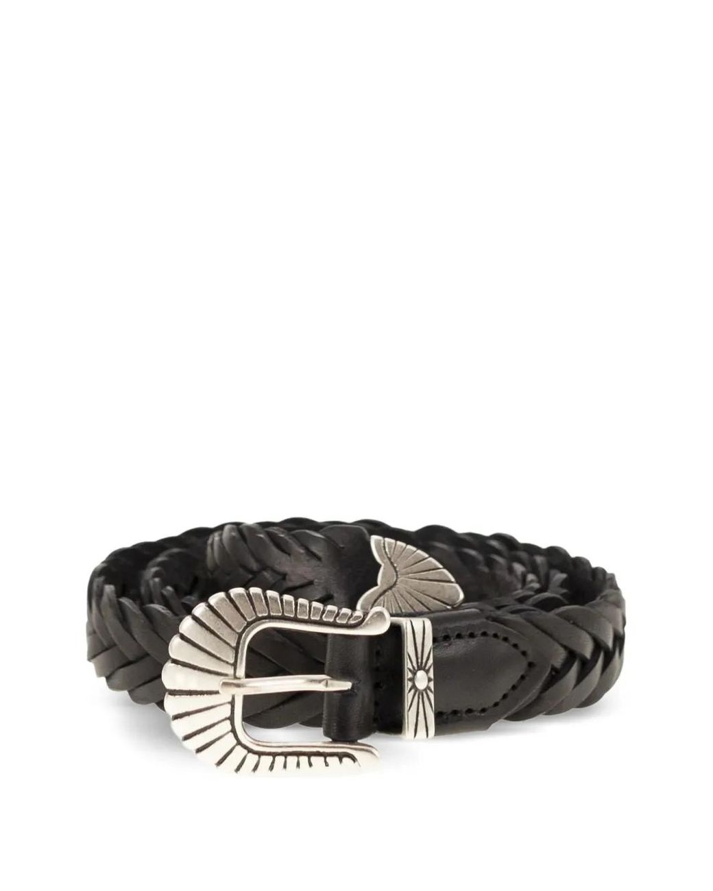 Alberto Luti Black Braided Leather Belt for men