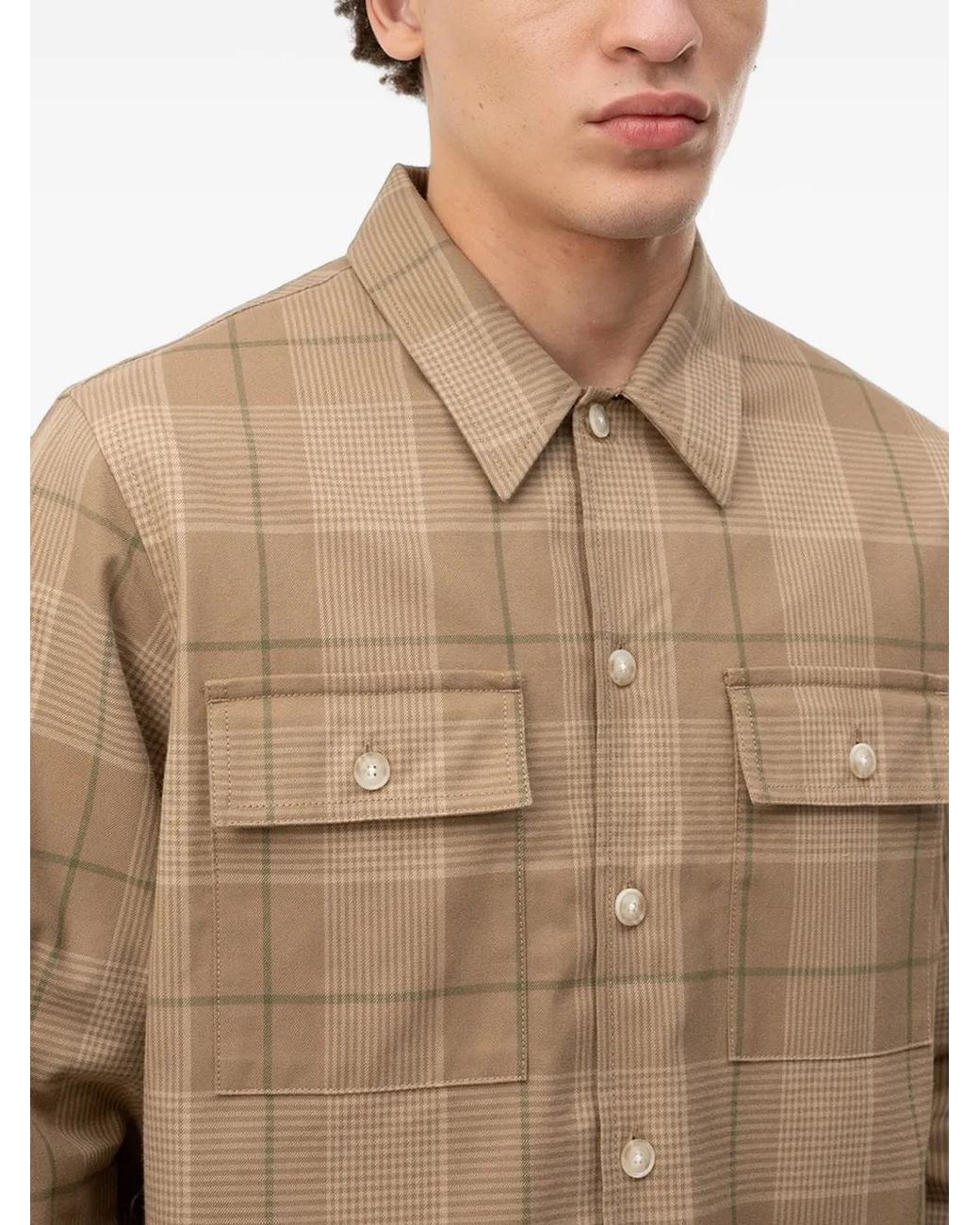HUGO Natural Check-Pattern Flap-Pocket Shirt for men