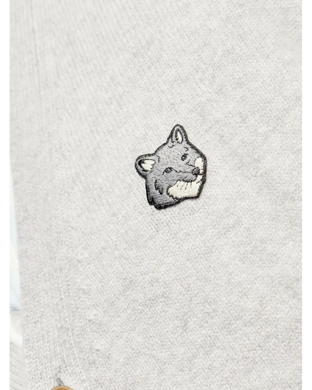 Maison Kitsuné White Logo-Patch Cardigan for men
