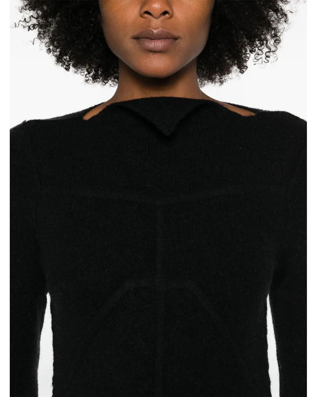Rick Owens Black Felted Knit Open-Back Gown