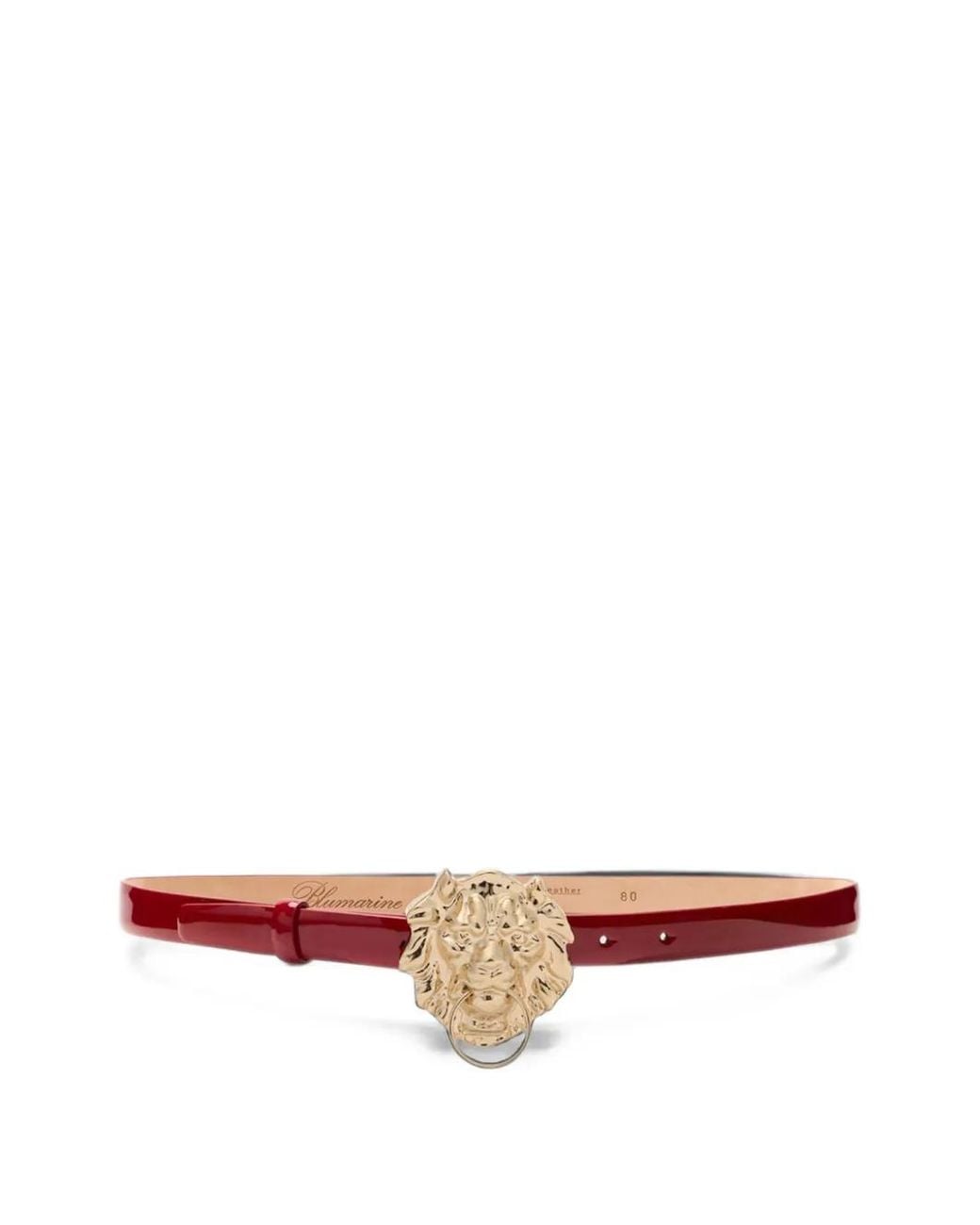 Blumarine Pink Lion-Head Patent Leather Belt
