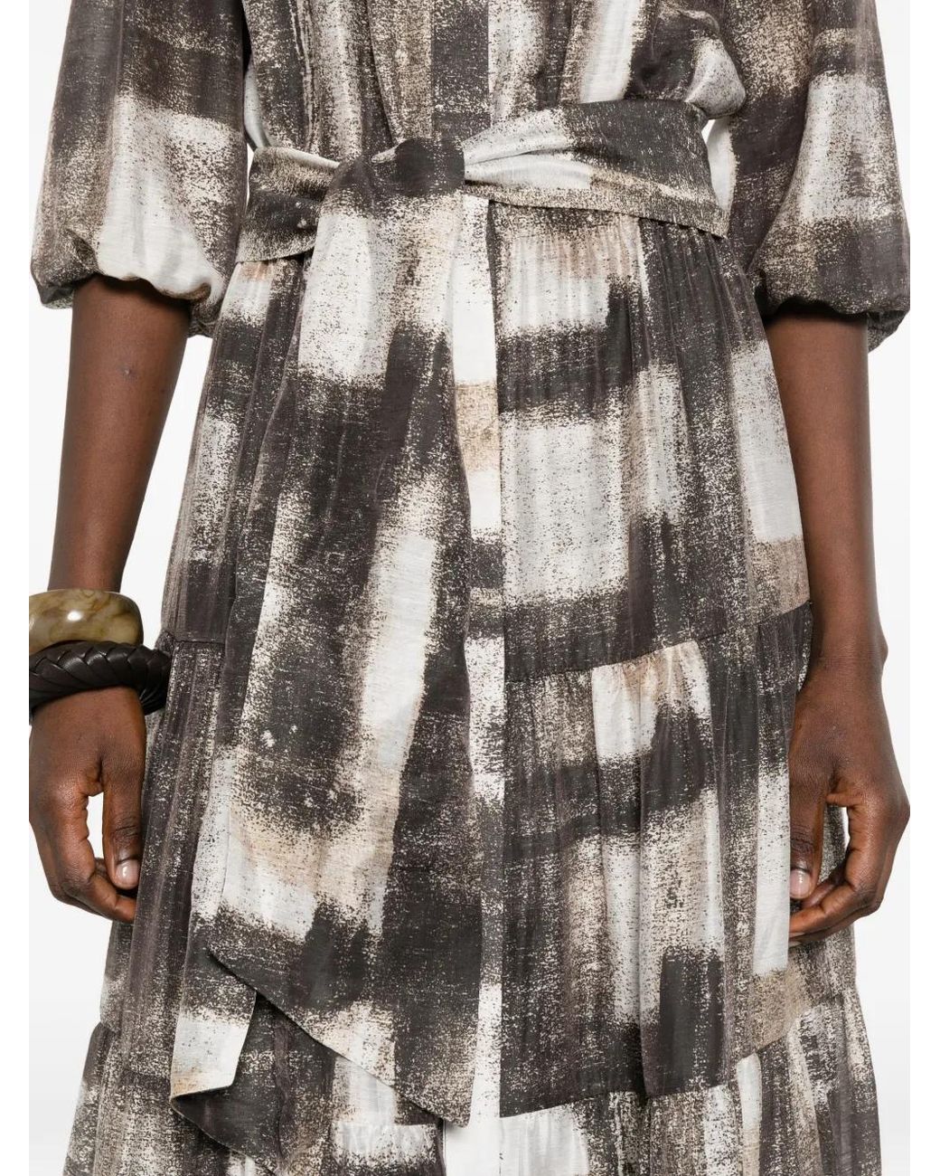 Kiton White Tie-Waist Tiered Maxi Dress